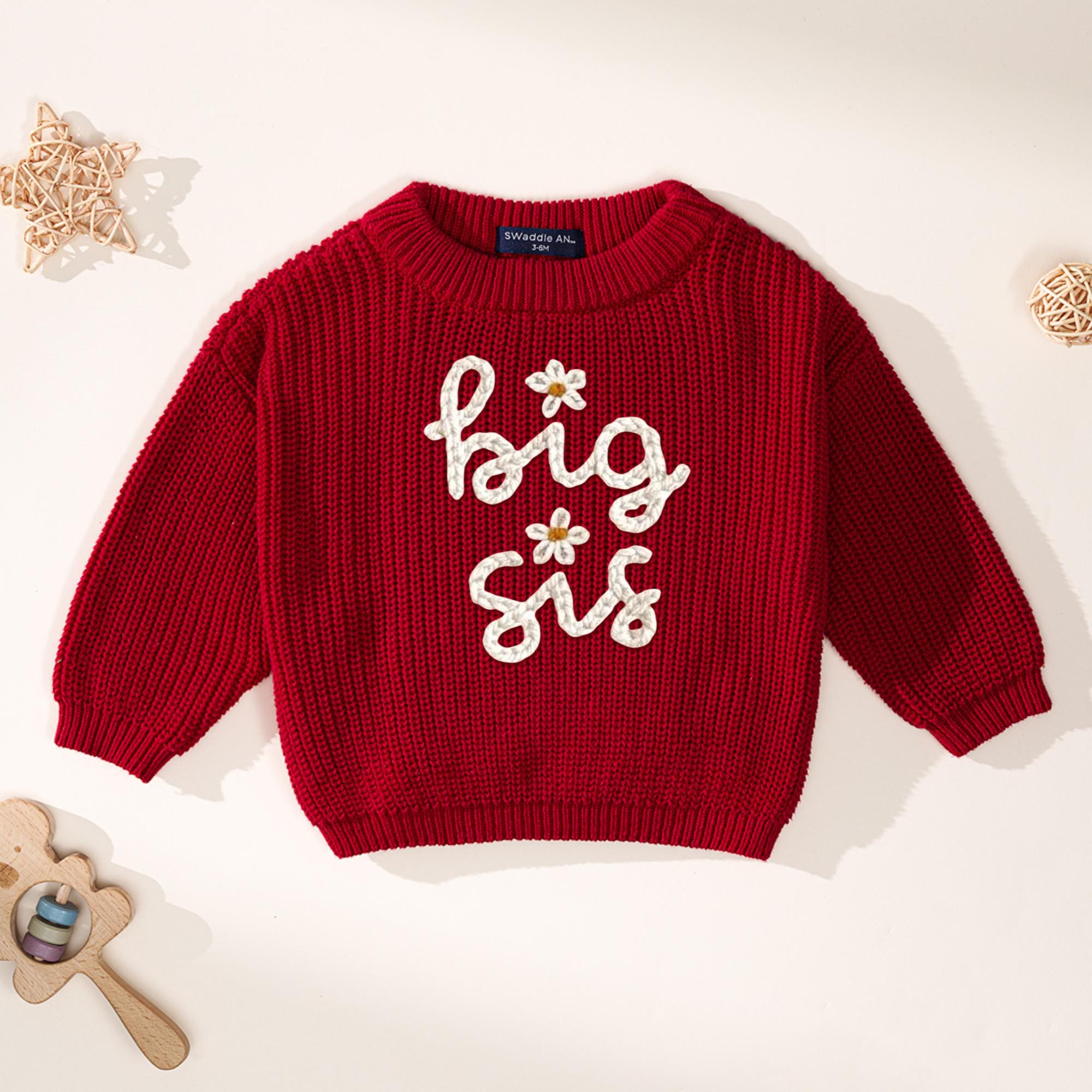 Personalized Baby Name Sweater, Big Sister Sweater, Knit Sweater