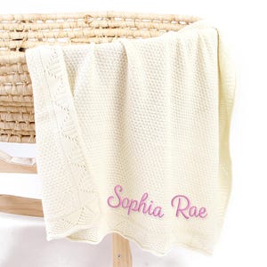 Custom Embroidered Baby Blanket, Soft Cotton Knit, Name Blanket, Baby Girl Shower Gift, Newborn Blanket, Keepsake Gift, Baby Boy Blanket