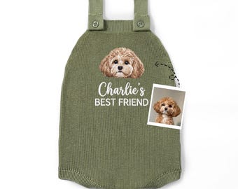 Custom Embroidered Romper With Dog Picture, Personalized Dog Sibling Outfit, Pet Portrait Baby Romper, Dog Baby Shower, Newborn Gifts