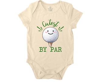 Golf Baby Onesie, Cutest By Par Golf Theme Baby Bodysuit, Funny Baby Shower Gift, Father Gift for Newborns, Simple Bamboo Baby Onesie