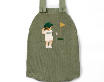 Personalized Baby Golf Ropmer, Embroidered Baby Romper, Baby Boy Golf Romper, Golf Player Outfit, Golf Baby Clothing, Golf Baby Gift