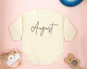Baby Name Romper, Personalized Baby Gifts, Custom Newborn Name Chunky Sweater Romper Baby Infant, Baby Annoucement Gifts, Baby Shower Gifts