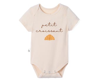 Petit Croissant Bamboo Baby Bodysuit, Funny French Pastry Outfit, Cute Foodie Baby Gift, Newborn Outfit, Baby Shower Gift