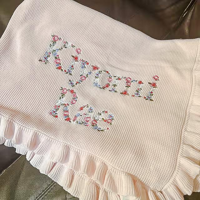 Personalized Embroidered Baby Blanket, Boho Baby Blanket, Floral Baby Blanket, Baby Knit Blanket, Newborn Gift For baby Girl, First Birthday