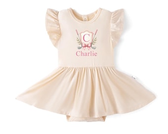 Baby Girls Golf Dress, Custom Baby Name Dress, Bamboo Baby Twirl Bodysuit Dress, Soft Infant Dress, Baby Golf Outfit, Golf Baby Gift