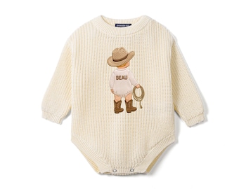 Custom Cowboy Baby Romper, Personalized Embroidery Baby Boy Romper,  Western Baby Outfit, Cowboy Baby Shower Gift, Texas Boots Style