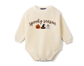 Spooky Season Baby Romper, Halloween Baby Outfit, Pumpkin Ghost Baby Outfit, First Halloween Romper, Fall Baby Clothes, Newborn Baby Gift