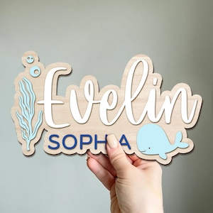 Custom Wood Baby Name Sign, Ocean Nursery Decor, 3D Name Sign, Name Sign for Nursery, 3D Wood Name Sign, Kids Room Decor, Nursery Wall Art
