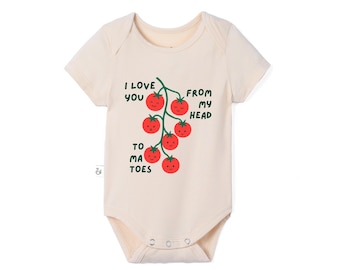 Bamboo Baby Tomato Bodysuit, I Love You From My Head Tomatoes, Funny Tomato Pun Baby Outfit, Tomato Baby Clothes, Food Pun Baby Shower Gift