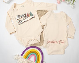 Funny Baby Onesie, Personalized Merry Christmas Bodysuit, Newborn Gift, Baby Shower Gift, First Christmas Gift, Coming Home Outfit