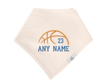 Personalized Basketball Baby Bib, Embroidered Basketball Bib, Custom Team Name Infant Jersey, Bamboo Baby Bib, Sports Baby Shower Gift