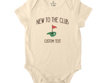 Personalized Name Embroidered New to the Club Bodysuit, Baby Golf Club, Daddy's Golfing Buddy, Pregnancy Baby Announcement, Unique Bodysuit