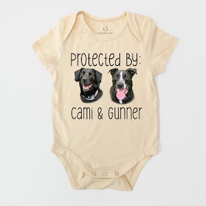 Custom Pet Photo Baby Bodysuit, Personalized Infant Bodysuit with Dog Cat Portrait Newborn Baby Gift Clothing Clothes Unique Pet Lover Gift