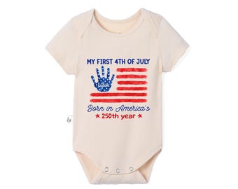 My First 4th Of July Bodysuit, Personalized Baby USA 250th Birthday Onesie, Born In America’s 250th Year Outfit, Born in USA Outfit
