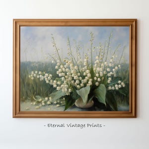 Lily of the Valley Artwork, French Wildflower Bouquet Painting Print, Digital Download, May Flower Wall Art, Printable Farmhouse Home Decor