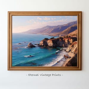 Californian Big Sur - Coastal Cliffs Wall Art, Seascape Print, Digital Download, Printable Shoreline & Cliffside Artwork, Vintage Home Decor