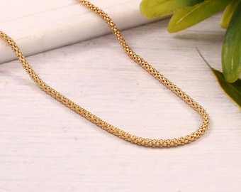 Catene per popcorn, collana con catena in argento sterling 925, collana con catena per popcorn placcata in oro per ciondolo, collana regalo per donna, catena italiana