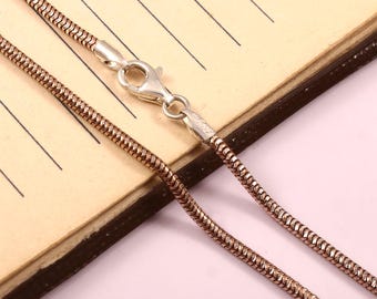 Collana a catena in argento sterling 925, catena a serpente, collana a catena placcata in oro rosa per ciondolo, catena pesante da 2 mm per uomo, regalo di compleanno per donna