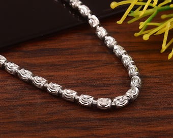 Collana a catena in argento sterling 925, collana a catena da stazione per donna/uomo, collana in argento per ciondolo, catena in argento italiano per regalo di nozze