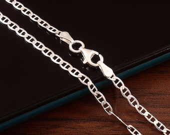 Collana con catena marinara per ciondolo, collana con catena italiana in argento sterling 925, regalo per donna con catena a maglie di ancoraggio da 16", 18", 20" e 24" pollici