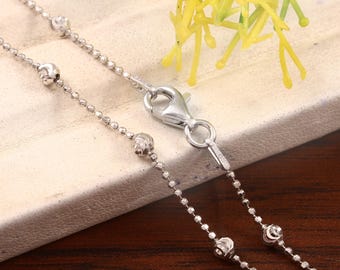 Catena con taglio a luna, catena in argento sterling 925, collana con catena da stazione in argento italiano per donna/uomo, collana da 16"18"22"24" pollici per ciondolo,