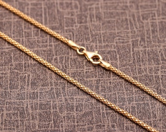 Catena a forma di popcorn placcata in oro italiano da donna/uomo, collana in argento sterling per ciondolo, da 16 a 29 pollici