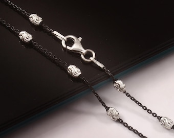 Collana a catena in argento sterling 925 rodiato nero, collana a catena con maglie ovali per ciondolo, gioielli italiani da uomo, catena a moschettone per donna