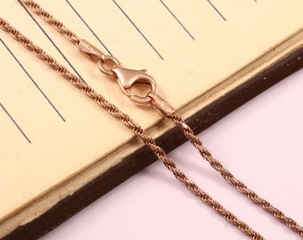 Collana con catena a corda, collana con catena in argento sterling 925, collana con catena a corda placcata in oro rosa per ciondolo, catena pesante intrecciata per uomo,