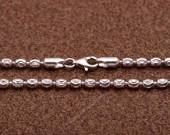 Collana con catena a barilotto in argento sterling 925 con taglio a luna italiana per donna/uomo, regalo di anniversario, gioielli da 16 a 30 pollici per ciondolo