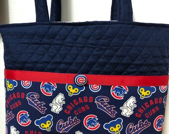 Chicago Cubs Tote bag Cubs Womans Gift Canvas Bag Cubs Tote Cubs Beach Bag Cubs Shopping Bag Large Zippered Tote Bage