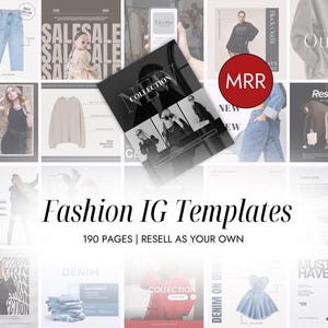 Plantillas de Instagram de moda MRR Paquete PLR de Canva / Plantillas con derechos de reventa maestra / Ingresos pasivos / Kit de contenido de moda editable