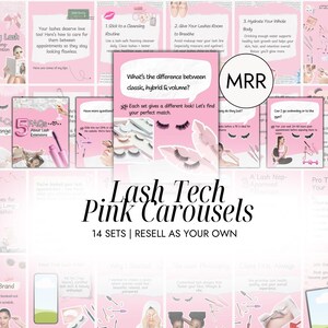 MRR PLR Lash Tech Karussells | Instagram-Karussell | Pink Social Media Post | Lash Stylistin Instagram | Passives Einkommen | Faceless Marketing
