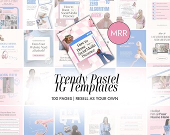 MRR Pink Instagram Templates | Canva Social Media PLR | Faceless Marketing | Passive Income | Master Resell Rights | Social Media Manager