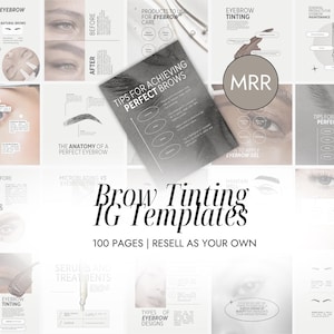Brow Tinting MRR Instagram Templates | Microblading Canva Templates | Beauty Artist MRR PLR | Brow Tech Master Resell Rights Faceless Post