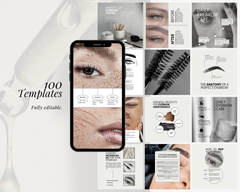 Brow Tinting MRR Instagram Templates | Microblading Canva Templates ...