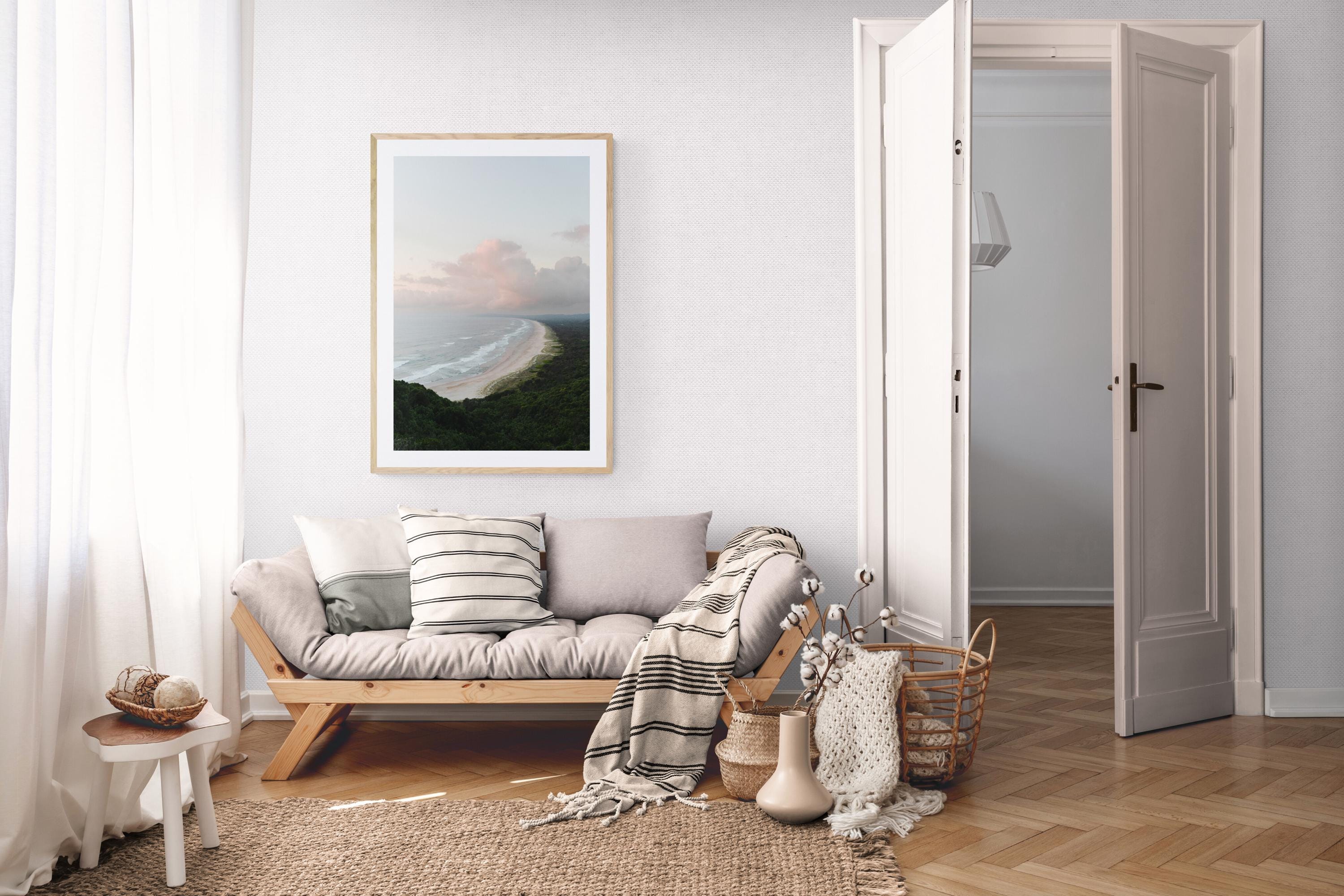 Warm Ocean Sunset Wall Art, Peach Sky Wall Art, Soft Sky Decor