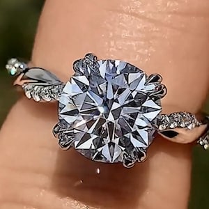2.50 CT Lab Grown Diamond Engagement Ring: Twisted Infinity Cathedral Band