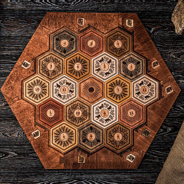 Drewniana plansza Osadnicy, Klasyczna plansza dla 2-4 graczy, Drewniana gra planszowa, Prezent dla miłośnika gier, Miłośnik gier planszowych, Gra planszowa dla całej rodziny