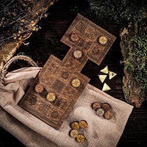 The Royal Game of Ur, Game of twenty squares, Ancient board game, Strategy board game,  Custom board game, Board game art, Racing game