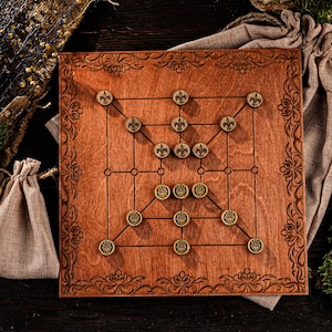 Mill Board Game, 9 mens morris game, ancient board game, historical board game, medieval game, traditional board game, 2 player game