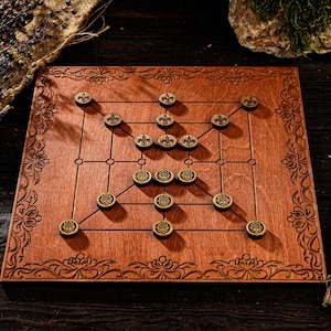 Mill Board Game, 9 mens morris game, ancient board game, historical board game, medieval game, traditional board game, 2 player game