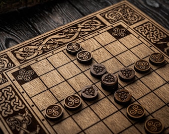 Brandubh Board Game, Irish Board Game, Tafl Board Game, Ancient Game, Strategy Game, Two Players Game, Game Lover Gift
