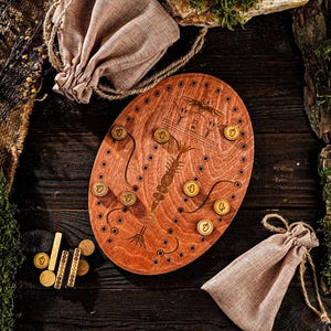 Hounds and Jackals Board Game, Fifty-Eight Holes Game, Egyptian Game, Ancient Board Game, Palm Tree Game, Wooden Board Game