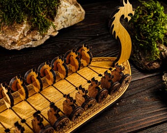 Juego de mesa Daldos, Juego de mesa de barco vikingo, Juego nórdico tradicional, Juego de mesa vikingo, Juego histórico, Juego de mesa antiguo