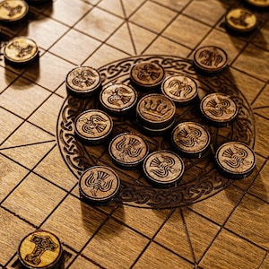 Hnefatafl board game, Viking chess, Wooden Hnefatafl board with pieces, Viking board game, Norse strategy game, Viking gift, Game lover gift