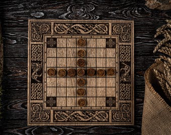 Brandubh Board Game, Irish Board Game, Tafl Board Game, Ancient Game, Strategy Game, Two Players Game, Game Lover Gift