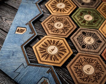 Tablero de Colonos de Madera, Clásico para 2-4 jugadores, Juego de Mesa de Madera, Regalo para Amantes de los Juegos, Juego de Mesa Familiar