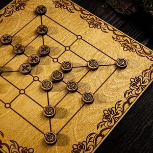 Nine Mans Morris Board Game, Mill board game, Merills game, Medieval board game, Ancient board game, Ninepenny Marl, Strategy tabletop game