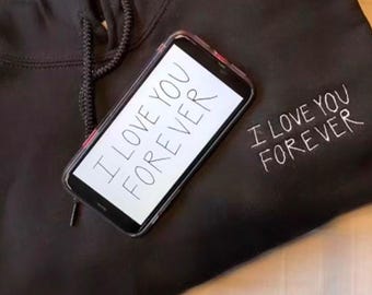 Personalised Handwritten Hoodie, Custom Embroidered Sweatshirt, Valentine’s Gift for Him or Her, Your Writing Embroidered