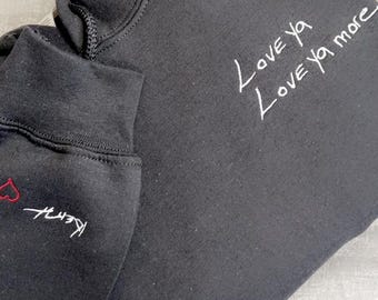 Memorial Handwriting Hoodie, Personalised Embroidered Sweatshirt, Loved One’s Writing, Remembrance Gift UK